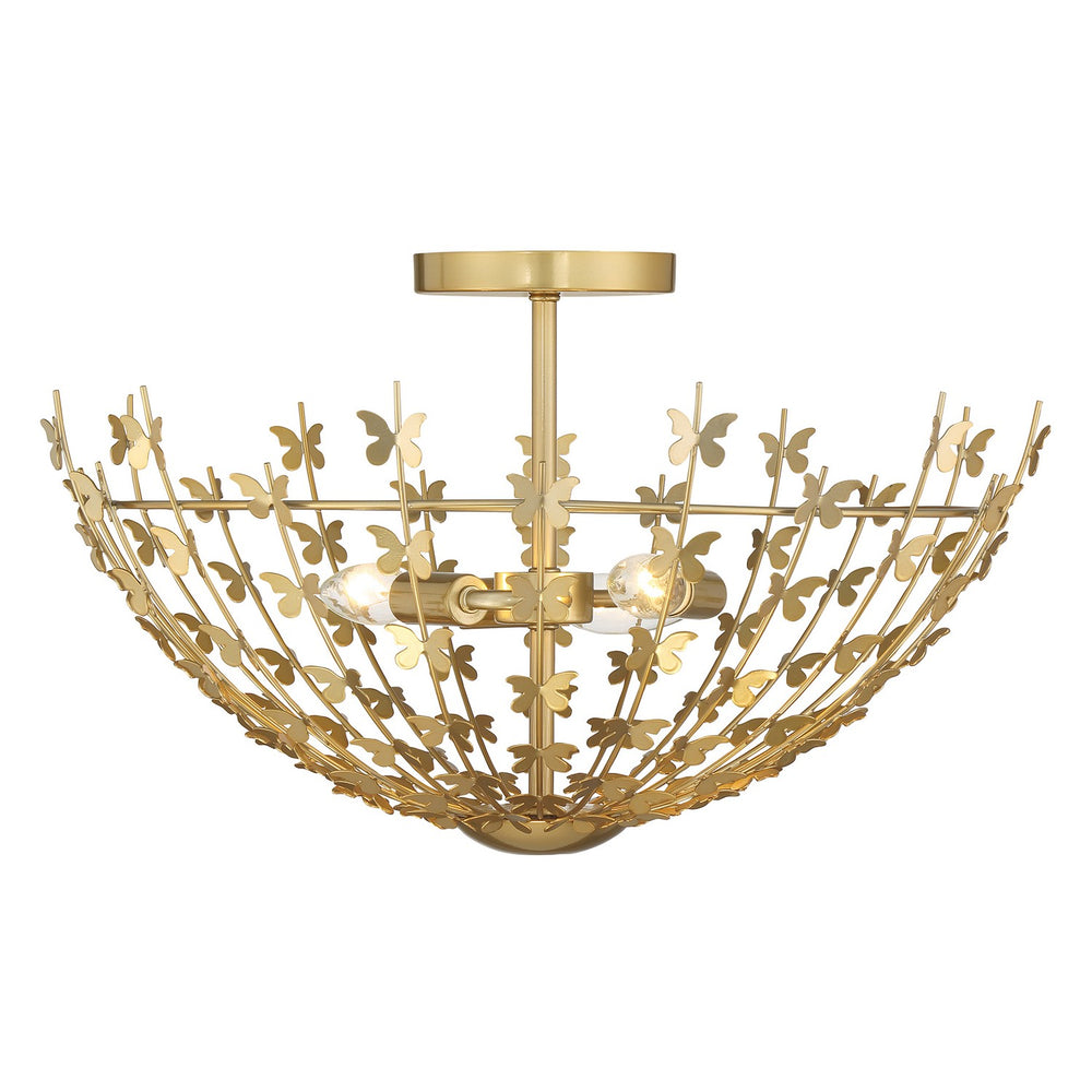 Savoy House - Three Light Semi-Flush Mount - Birch - Burnished Brass- Union Lighting Luminaires Decor