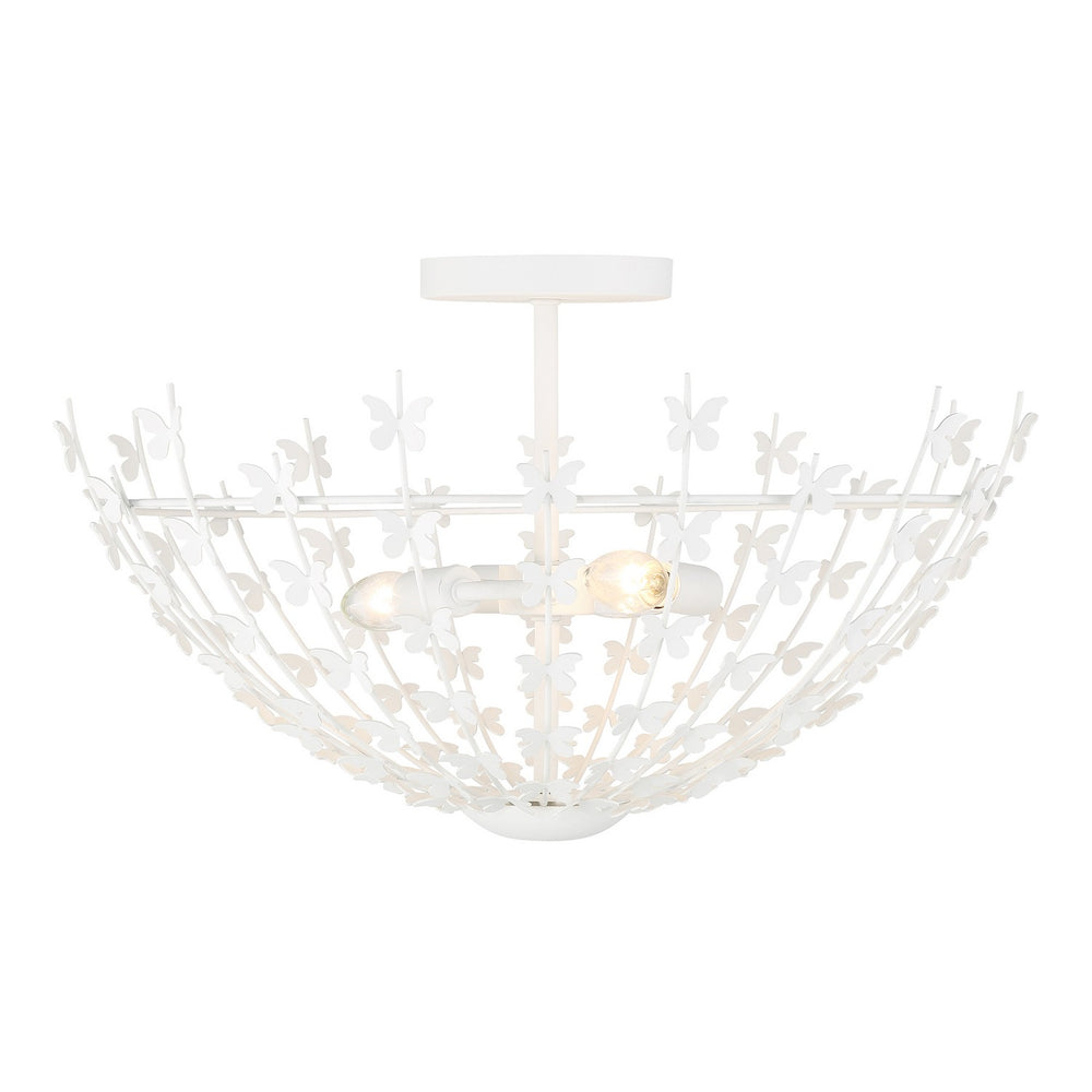 Savoy House - Three Light Semi-Flush Mount - Birch - Bisque White- Union Lighting Luminaires Decor