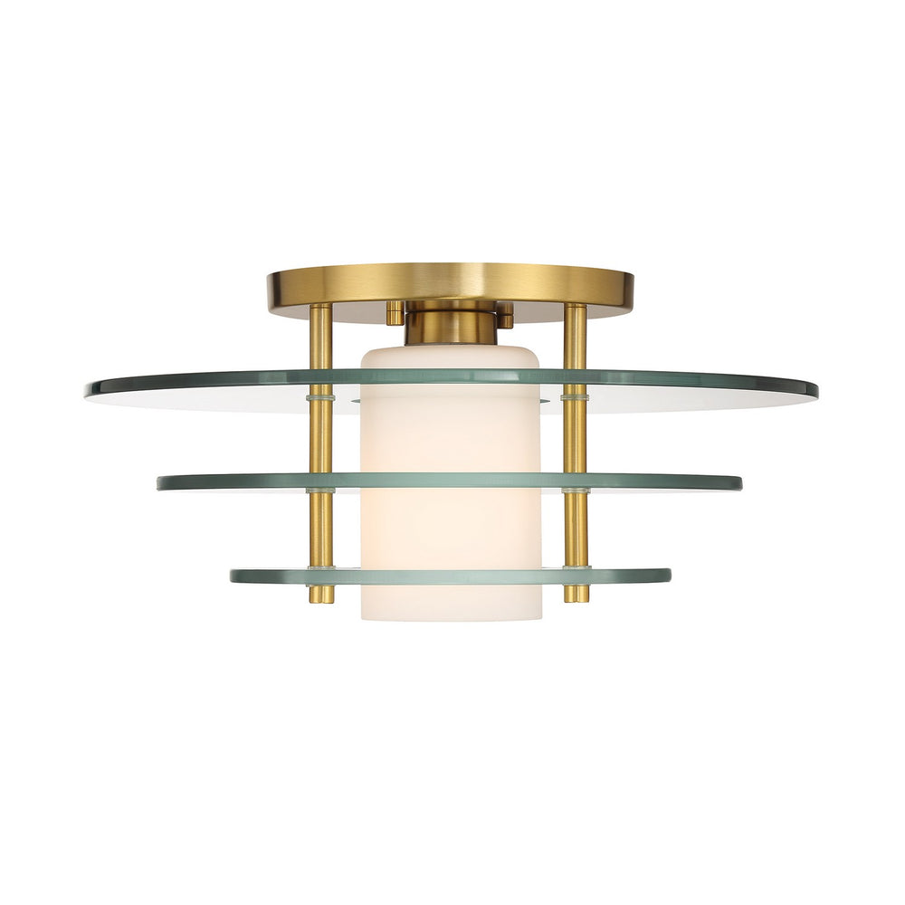 Savoy House - One Light Semi-Flush Mount - Newell - Warm Brass- Union Lighting Luminaires Decor