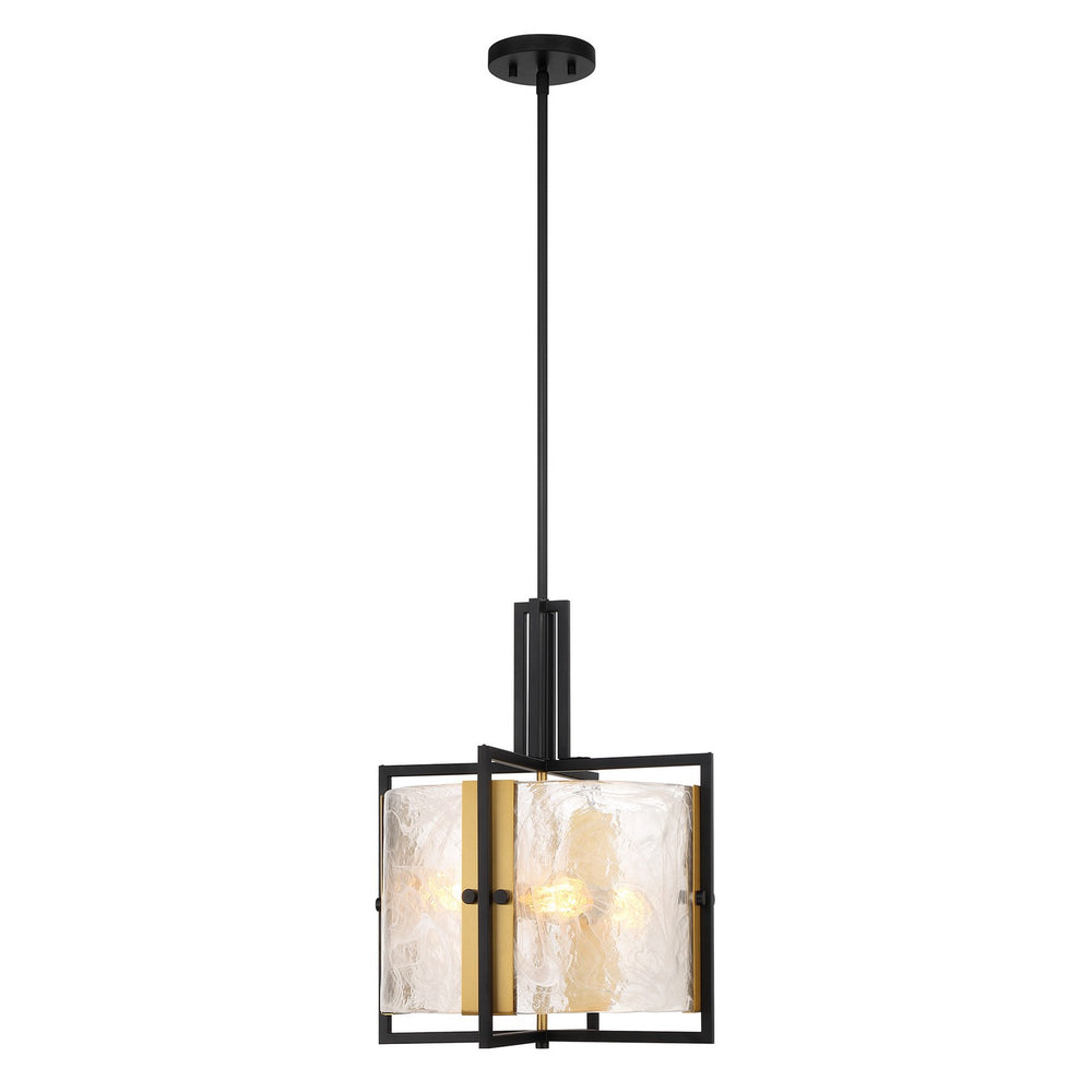 Savoy House - Three Light Pendant - Hayward - Matte Black with Warm Brass Accents- Union Lighting Luminaires Decor
