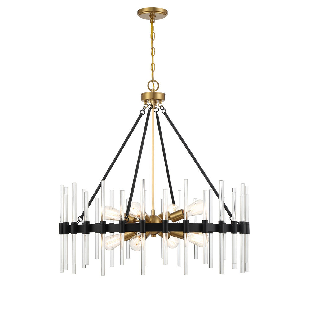 Savoy House - Eight Light Pendant - Santiago - Matte Black w/Warm Brass- Union Lighting Luminaires Decor