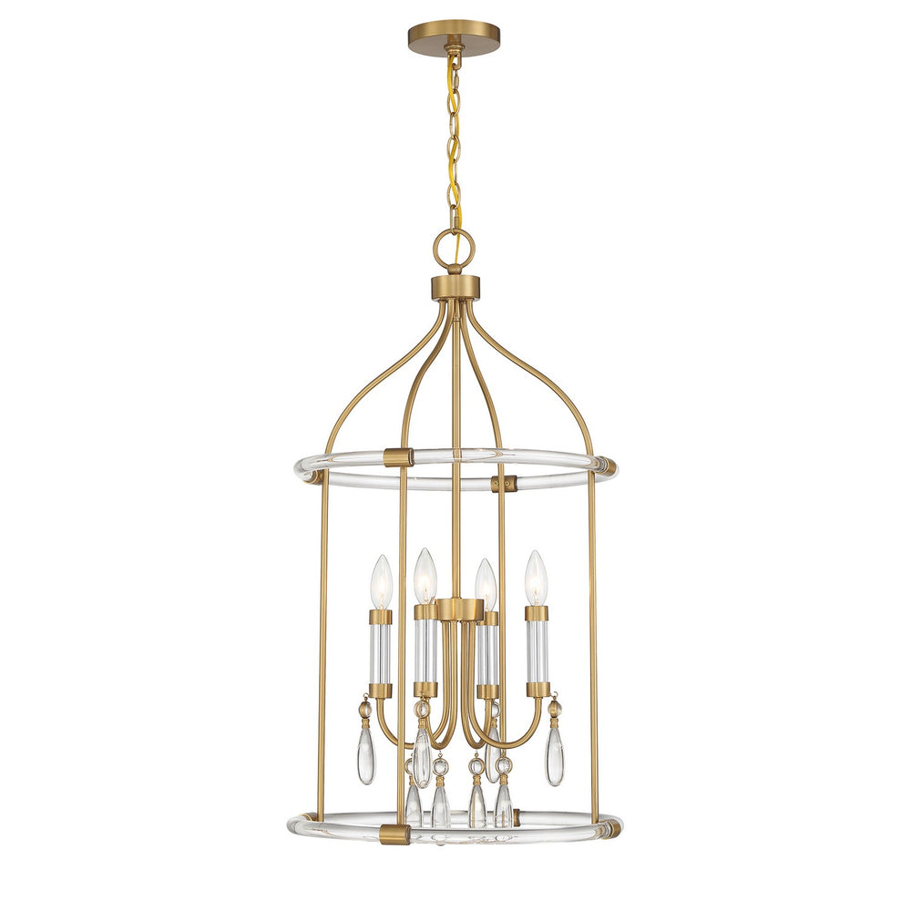 Savoy House - Four Light Pendant - Mayfair - Warm Brass and Chrome- Union Lighting Luminaires Decor