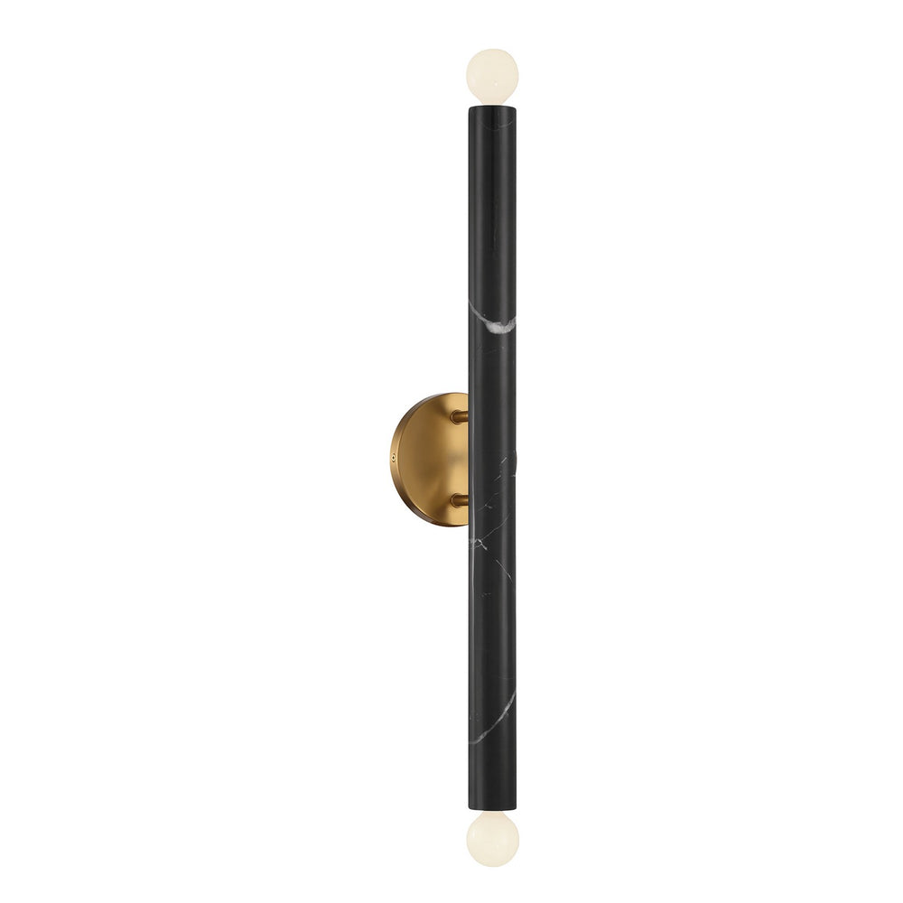 Savoy House - Two Light Wall Sconce - Callaway - Black Marble w/Warm Brass- Union Lighting Luminaires Decor
