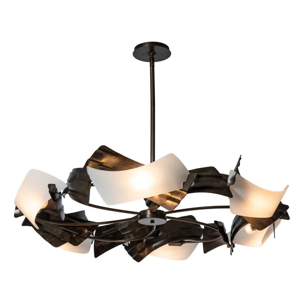 Hubbardton Forge - Six Light Pendant - Crest - Dark Smoke- Union Lighting Luminaires Decor