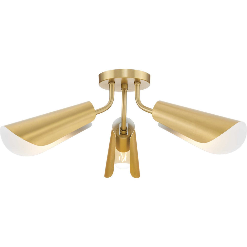 Progress Canada - Three Light Flush Mount - Cornett - Brushed Gold- Union Lighting Luminaires Decor