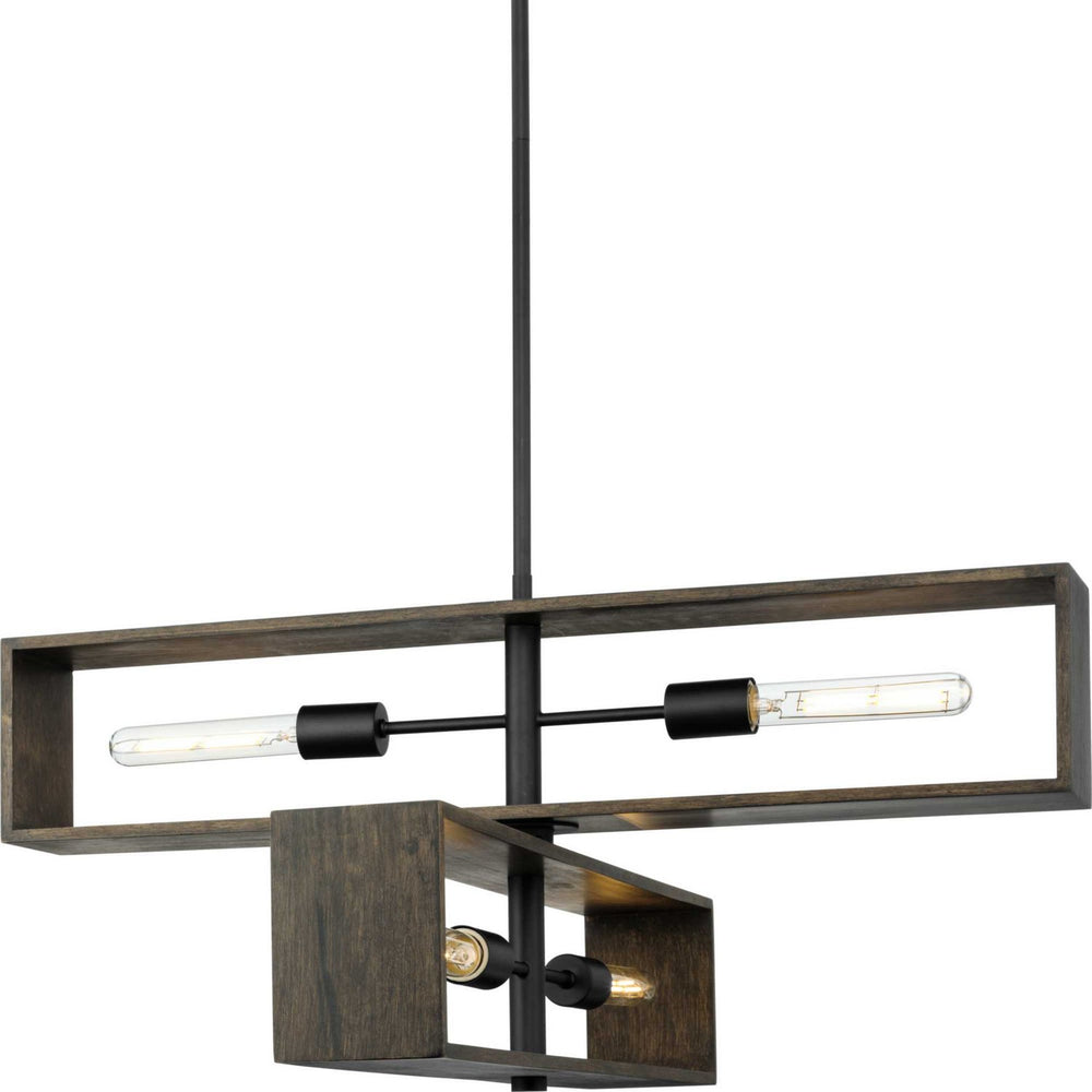 Progress Canada - Four Light Chandelier - Boundary - Matte Black- Union Lighting Luminaires Decor