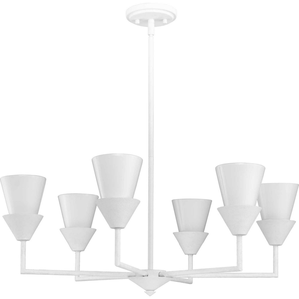 Progress Canada - Six Light Chandelier - Pinellas - White Plaster- Union Lighting Luminaires Decor