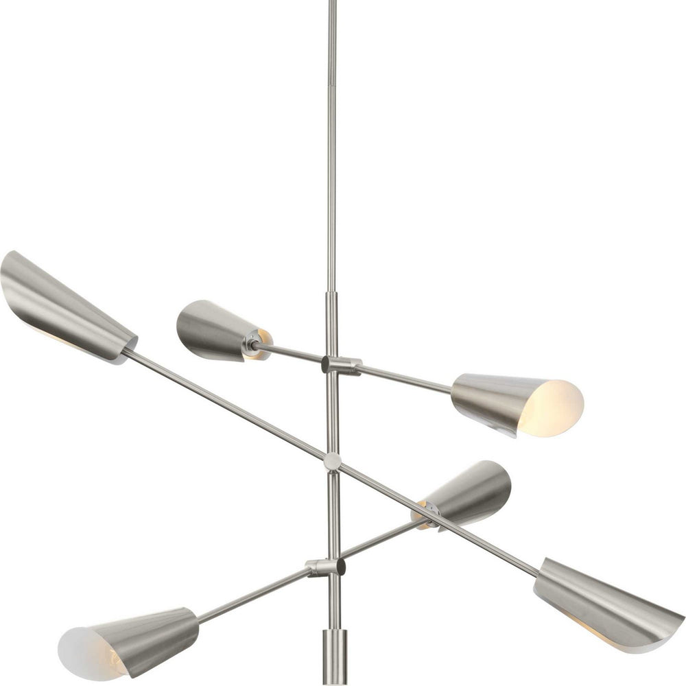 Progress Canada - Six Light Chandelier - Cornett - Brushed Nickel- Union Lighting Luminaires Decor