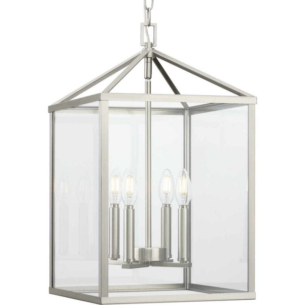 Progress Canada - Four Light Foyer Pendant - Hillcrest - Brushed Nickel- Union Lighting Luminaires Decor