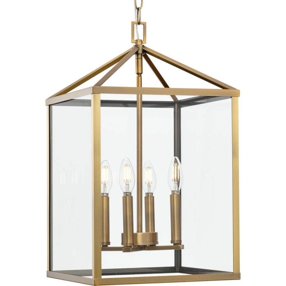 Progress Canada - Four Light Foyer Pendant - Hillcrest - Vintage Brass- Union Lighting Luminaires Decor