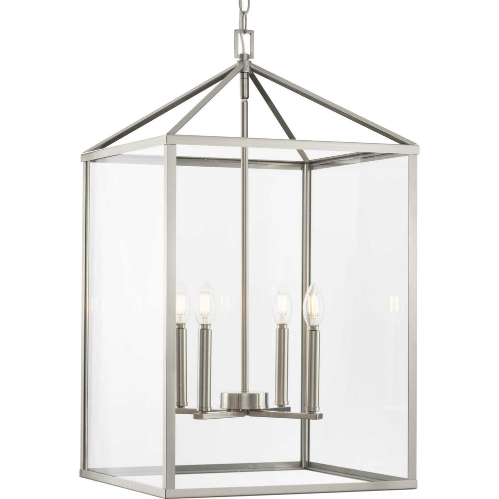 Progress Canada - Four Light Foyer Pendant - Hillcrest - Brushed Nickel- Union Lighting Luminaires Decor