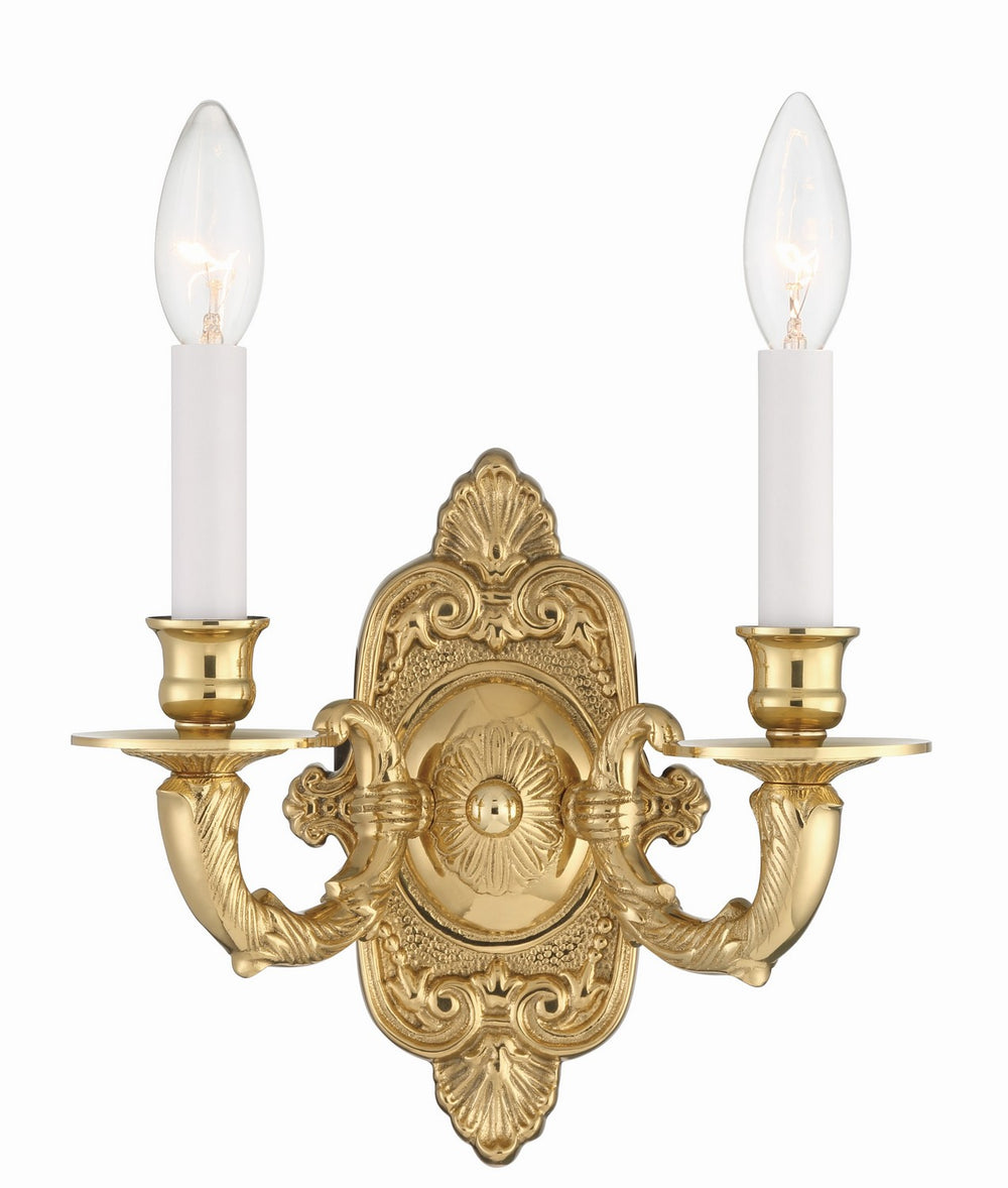 Crystorama - Two Light Wall Sconce - Cast Brass Wall Mount - Polished Brass- Union Lighting Luminaires Decor