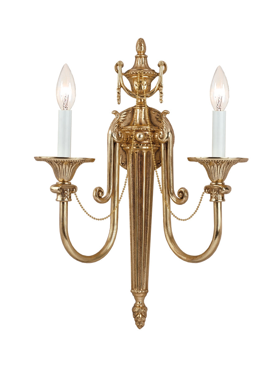Crystorama - Two Light Wall Sconce - Langley - Olde Brass- Union Lighting Luminaires Decor