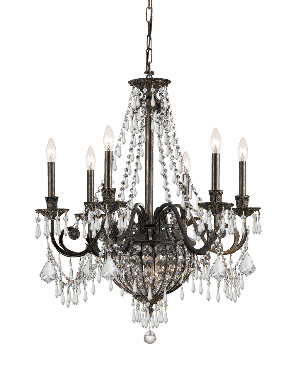 Crystorama - Six Light Chandelier - Vanderbilt - English Bronze- Union Lighting Luminaires Decor