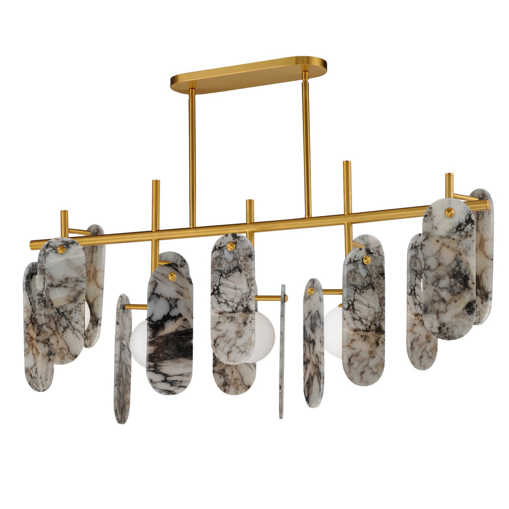 Studio M - LED Linear Pendant - Megalith - Stone - Natural Aged Brass- Union Lighting Luminaires Decor