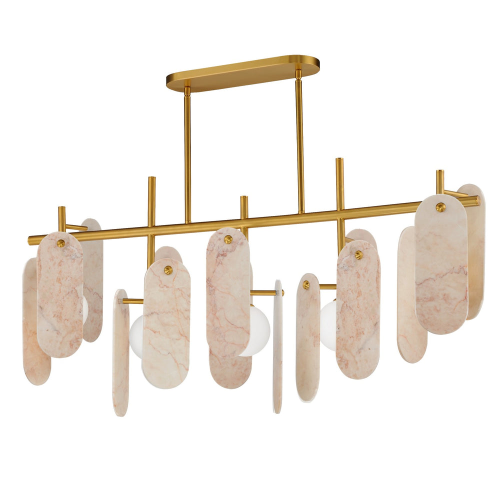 Studio M - LED Linear Pendant - Megalith - Stone - Natural Aged Brass- Union Lighting Luminaires Decor