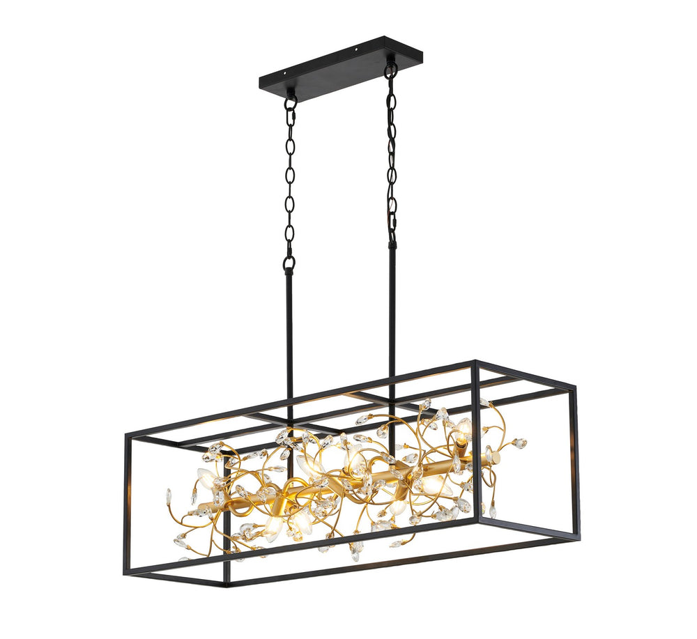 Bethel International Canada - Eight Light Chandelier - Black & Gold- Union Lighting Luminaires Decor