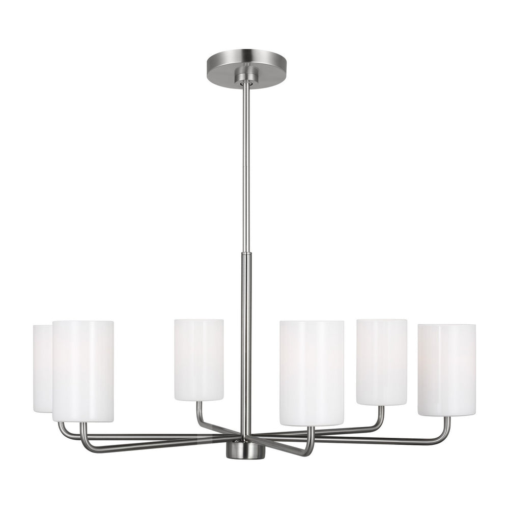 Generation Lighting Canada - Six Light Chandelier - Rhett - Brushed Steel- Union Lighting Luminaires Decor