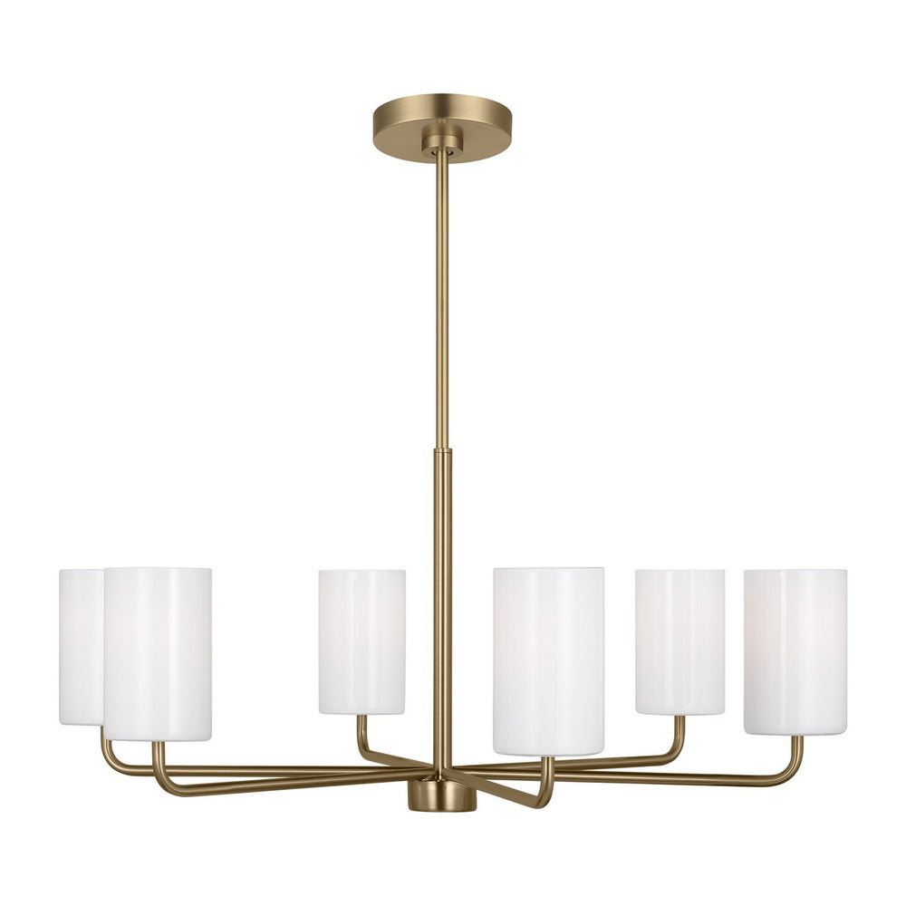 Generation Lighting Canada - Six Light Chandelier - Rhett - Satin Brass- Union Lighting Luminaires Decor