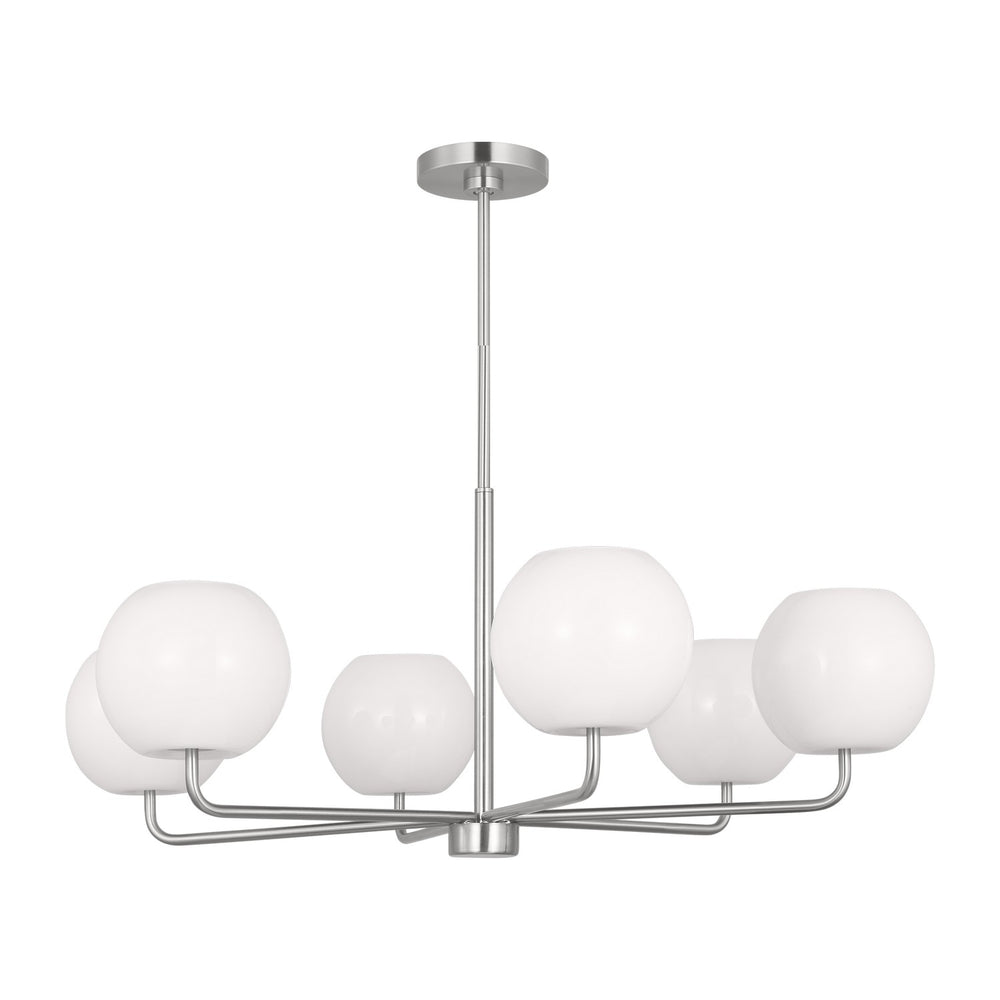 Generation Lighting Canada - Six Light Chandelier - Rory - Brushed Steel- Union Lighting Luminaires Decor