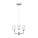 Generation Lighting Canada - Three Light Chandelier - Emile - Brushed Steel- Union Lighting Luminaires Decor