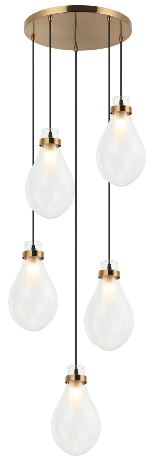 Matteo Canada - Five Light Pendant - Seranna - Aged Gold Brass- Union Lighting Luminaires Decor