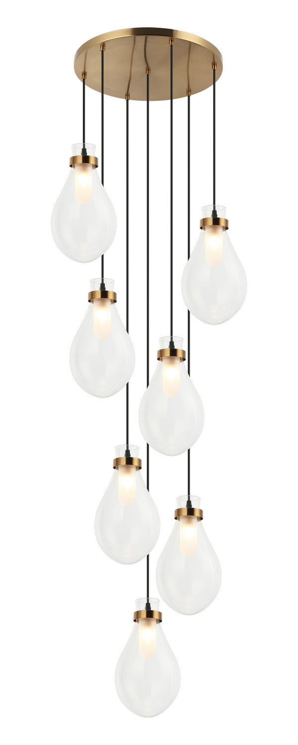 Matteo Canada - Seven Light Pendant - Seranna - Aged Gold Brass- Union Lighting Luminaires Decor