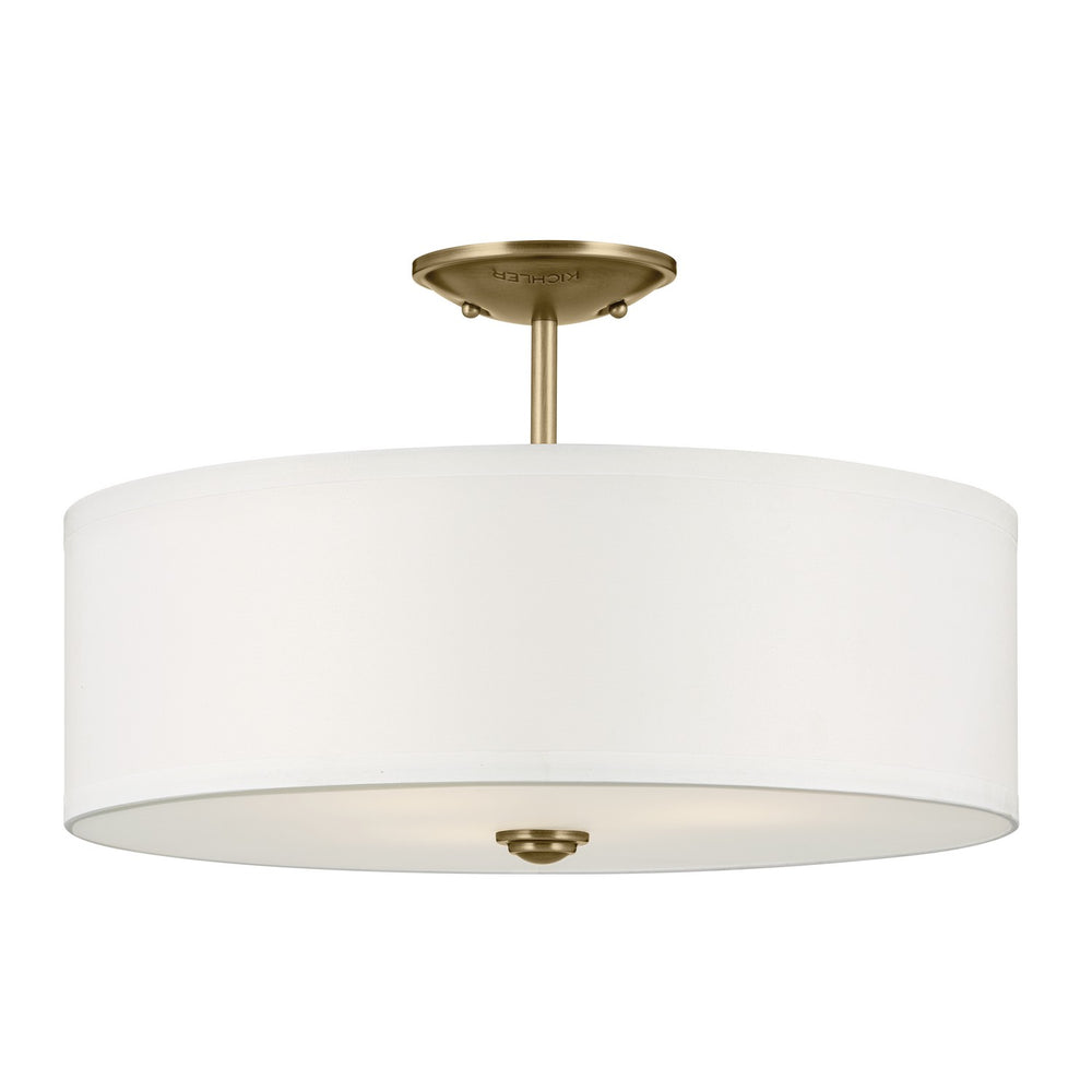 Kichler Canada - Three Light Semi Flush Mount - Shailene - Natural Brass- Union Lighting Luminaires Decor