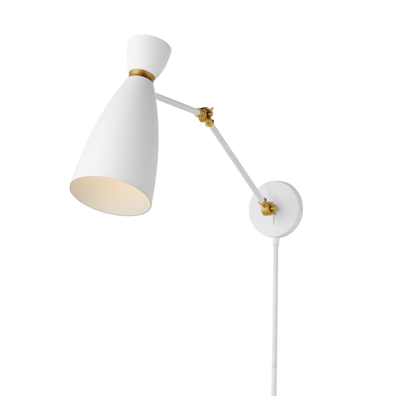 Maxim - One Light Wall Sconce - Carillon - White/Satin Brass- Union Lighting Luminaires Decor