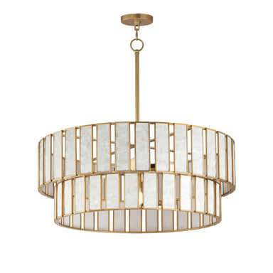 Maxim - Six Light Chandelier - Miramar - Capiz / Natural Aged Brass- Union Lighting Luminaires Decor