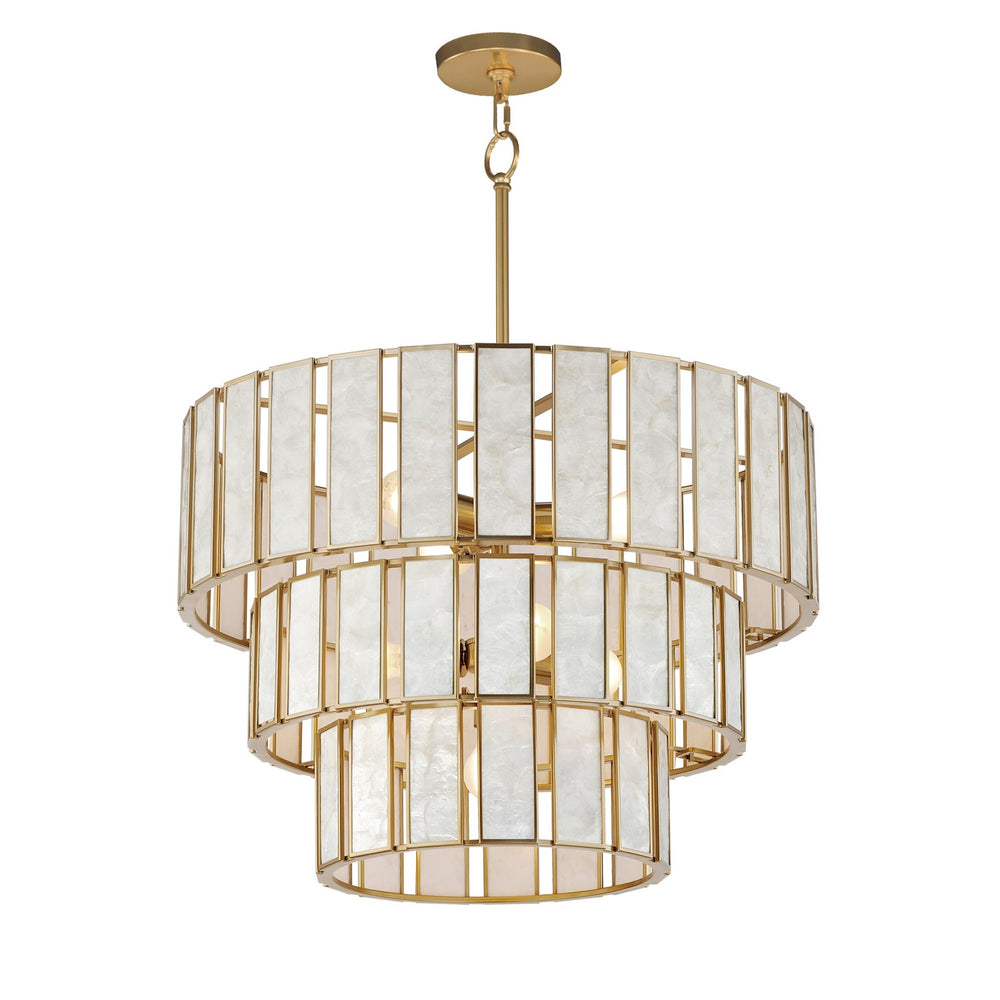Maxim - Seven Light Chandelier - Miramar - Capiz / Natural Aged Brass- Union Lighting Luminaires Decor