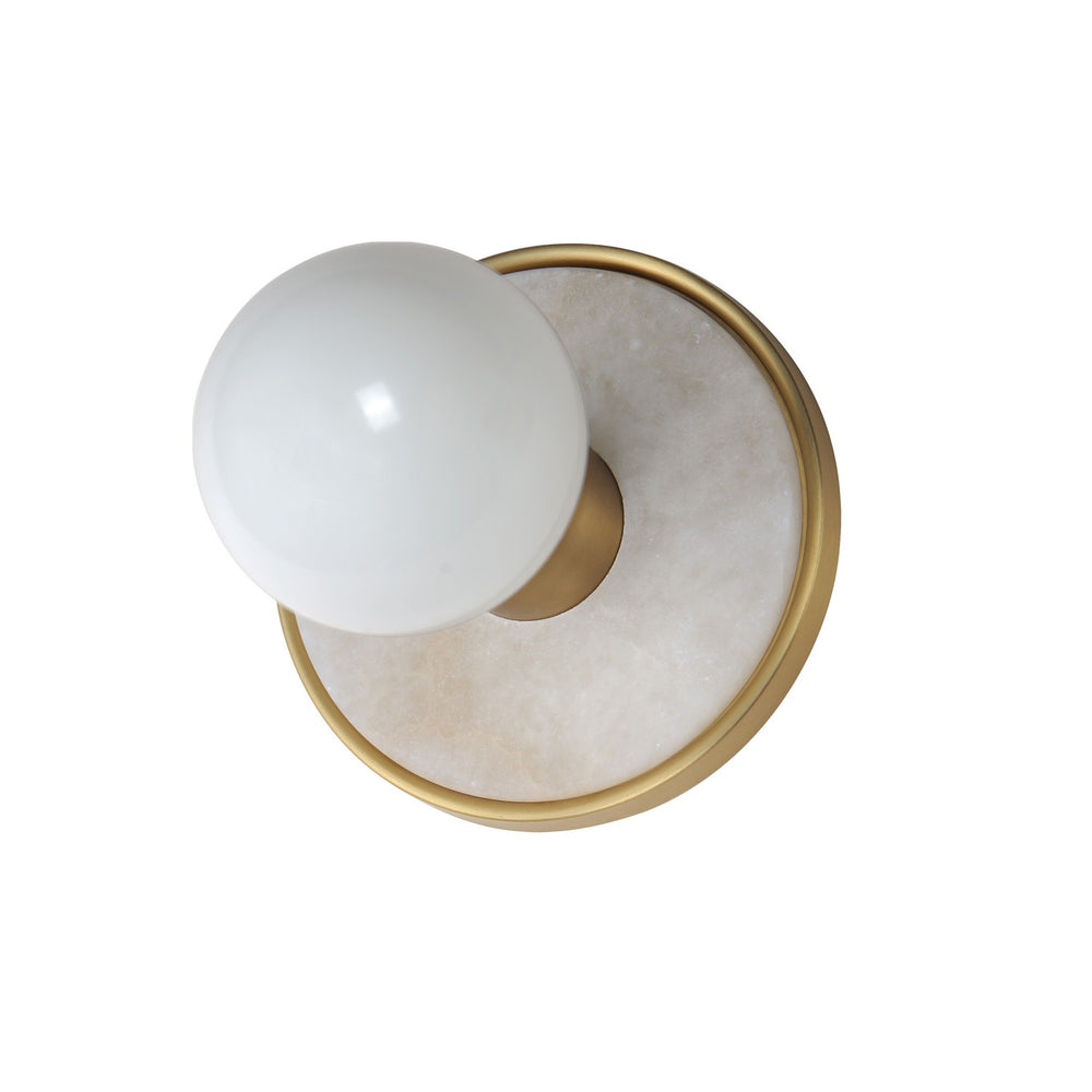 Maxim - One Light Wall Sconce - Hollywood - Whit Alabaster / Natural Aged Brass- Union Lighting Luminaires Decor