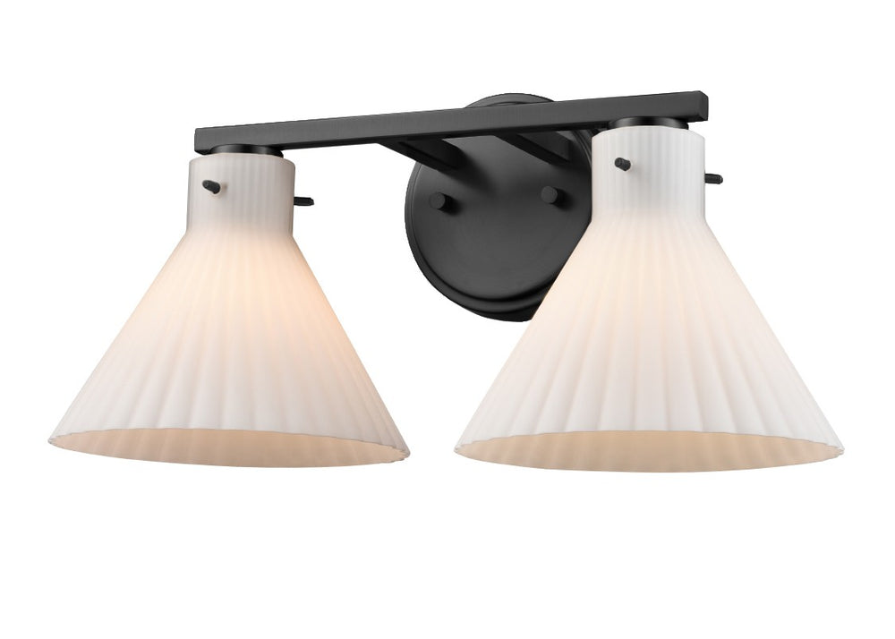 DVI Canada - Two Light Vanity - Dorset - Ebony w/Ribbed Opal Glass- Union Lighting Luminaires Decor