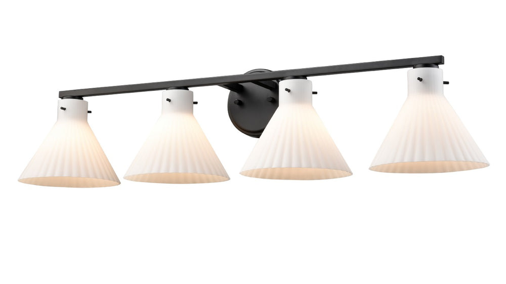 DVI Canada - Four Light Vanity - Dorset - Ebony w/Ribbed Opal Glass- Union Lighting Luminaires Decor