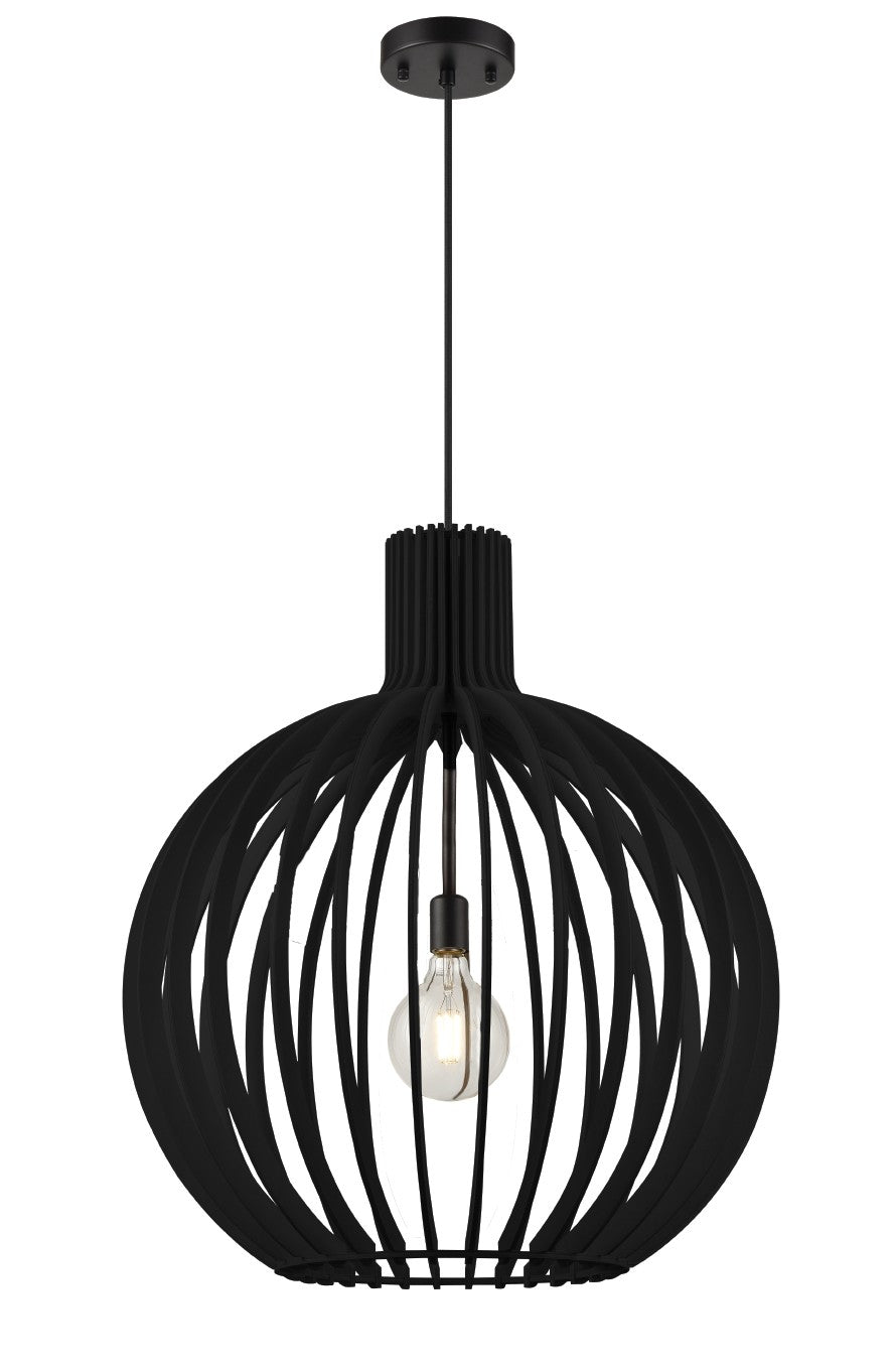 DVI Canada - One Light Pendant - Nahanni Park - Black With Black Wood Shade- Union Lighting Luminaires Decor