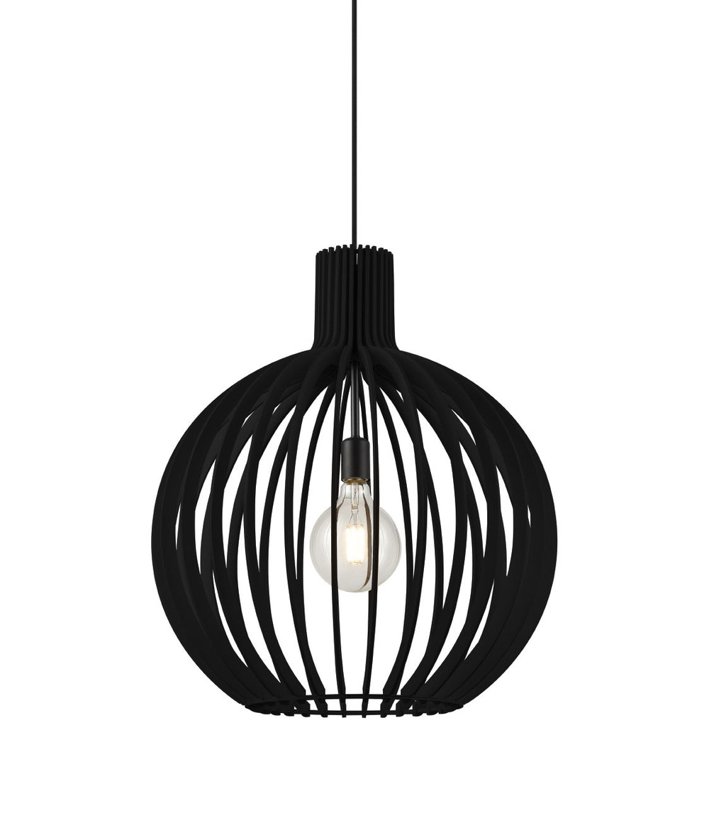 DVI Canada - One Light Pendant - Nahanni Park - Black With Black Wood Shade- Union Lighting Luminaires Decor