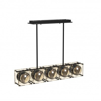Avenue Lighting - Five Light Linear Chandelier - Peninisula - Matte Black- Union Lighting Luminaires Decor
