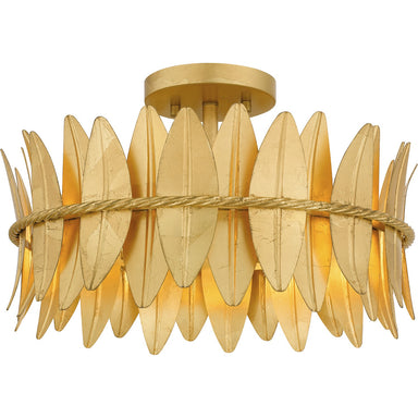 Quoizel - Three Light Semi Flush Mount - Liza - Gold Leaf- Union Lighting Luminaires Decor