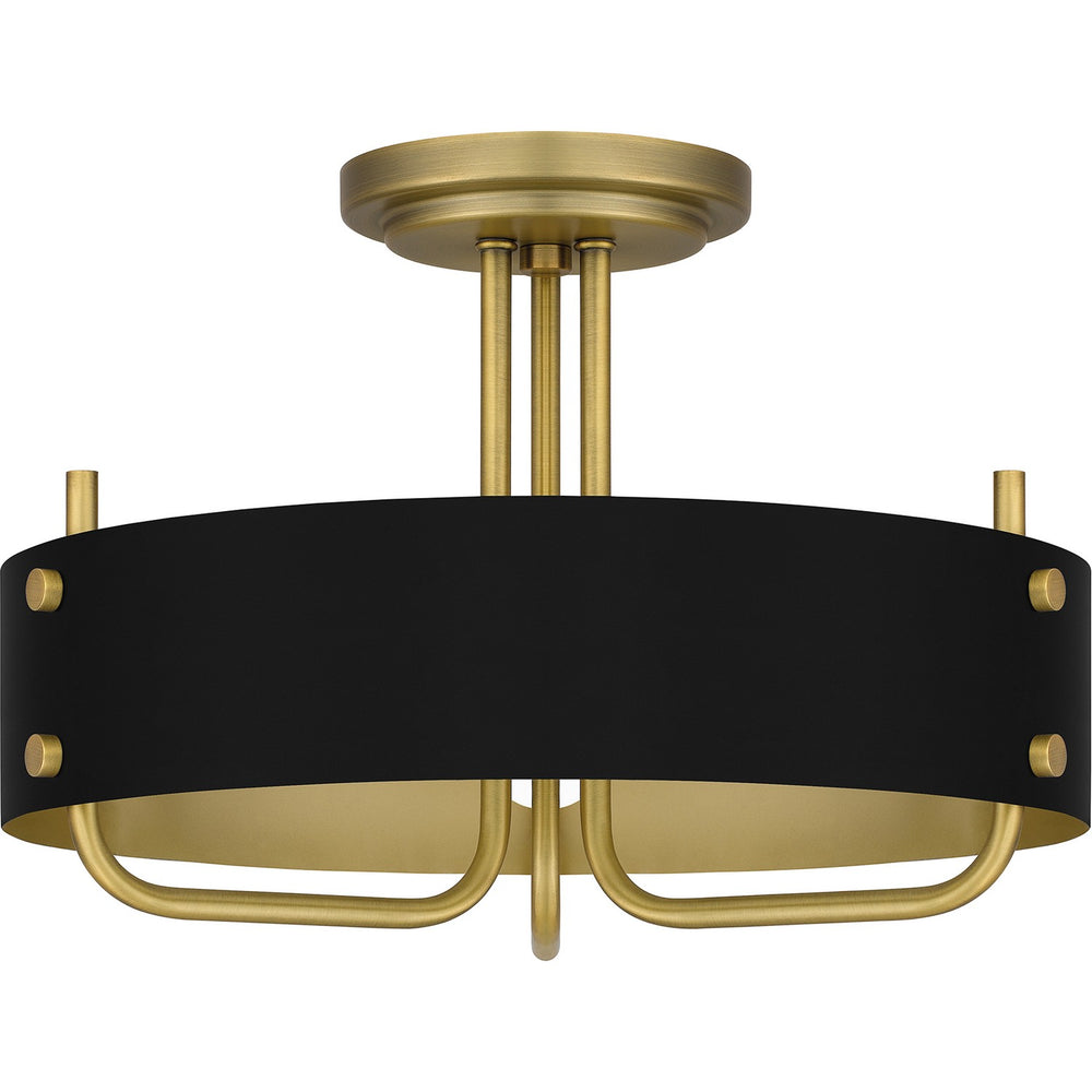 Quoizel - Three Light Semi Flush Mount - Madden - Aged Brass- Union Lighting Luminaires Decor