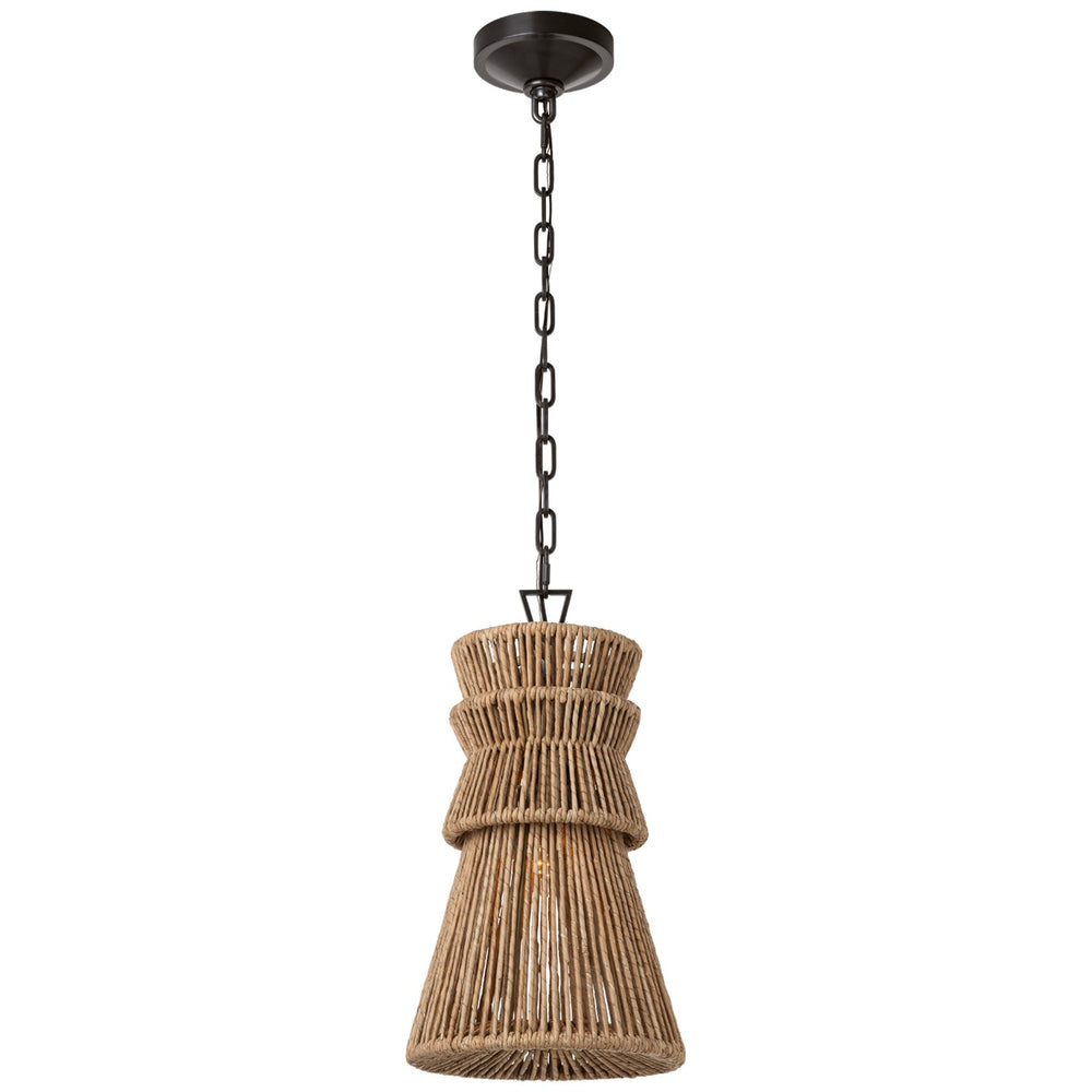 Visual Comfort Signature Canada - LED Pendant - Antigua - Bronze and Natural Abaca- Union Lighting Luminaires Decor