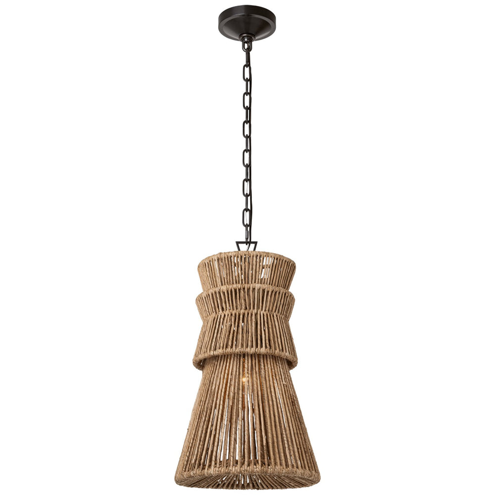 Visual Comfort Signature Canada - LED Pendant - Antigua - Bronze and Natural Abaca- Union Lighting Luminaires Decor