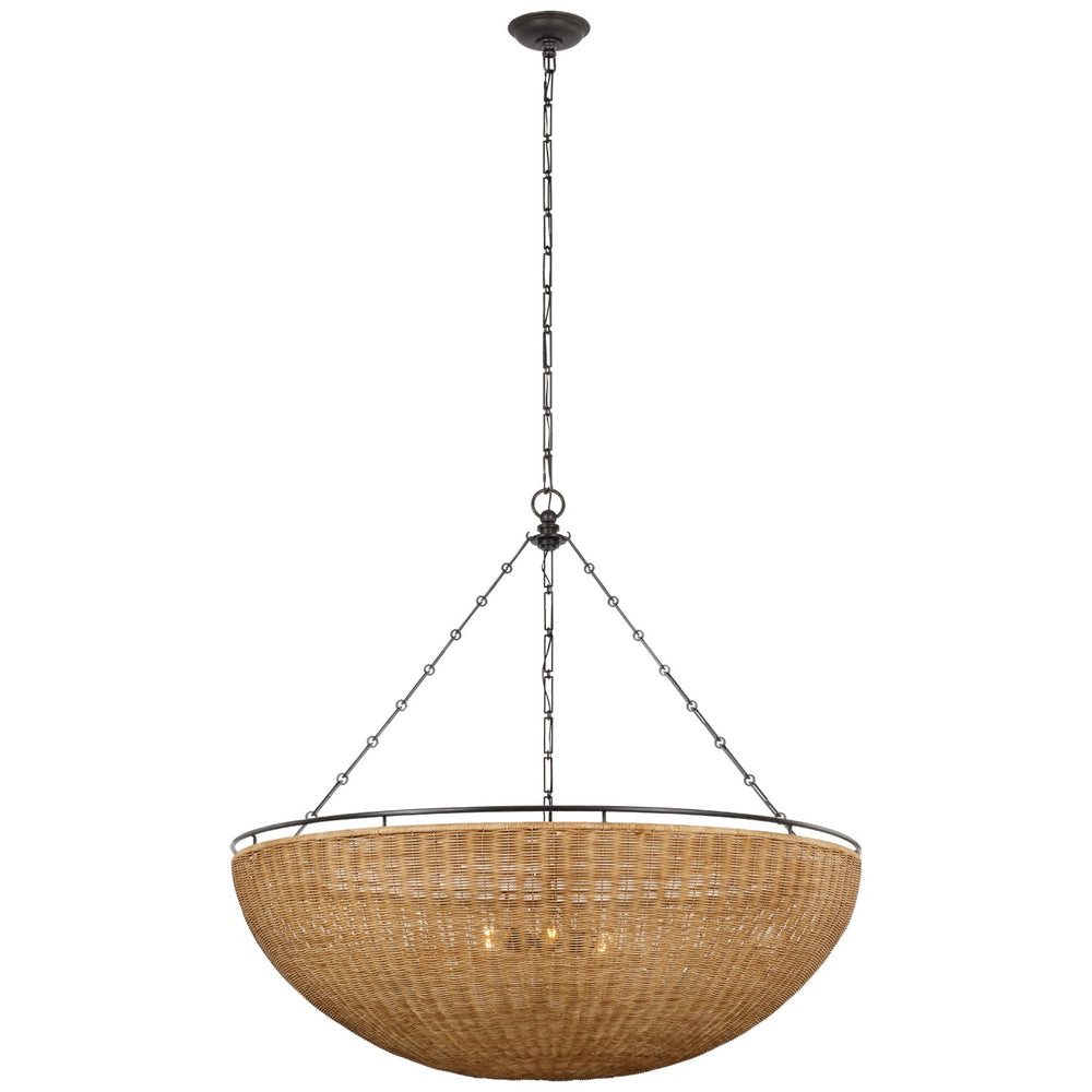 Visual Comfort Signature Canada - LED Chandelier - Clovis - Aged Iron and Natural Wicker- Union Lighting Luminaires Decor