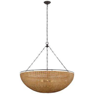 Visual Comfort Signature Canada - LED Chandelier - Clovis - Aged Iron and Natural Wicker- Union Lighting Luminaires Decor