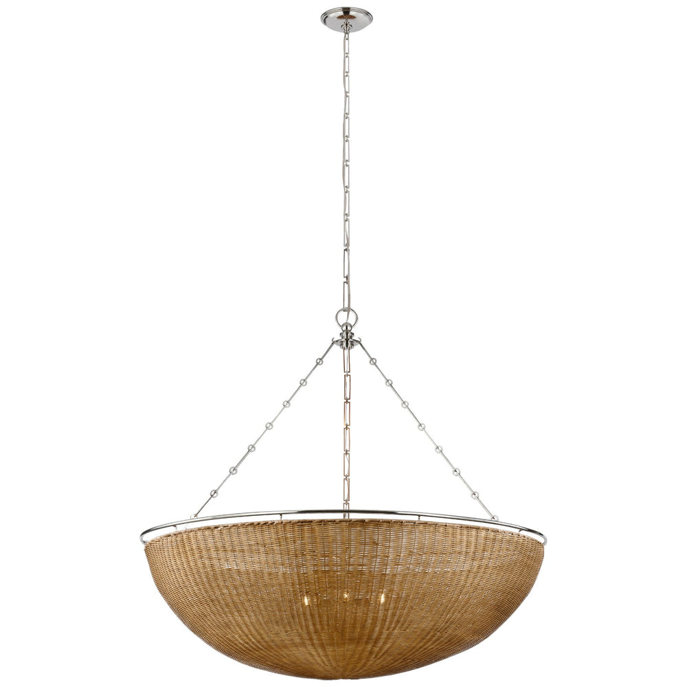 Visual Comfort Signature Canada - LED Chandelier - Clovis - Polished Nickel and Natural Wicker- Union Lighting Luminaires Decor