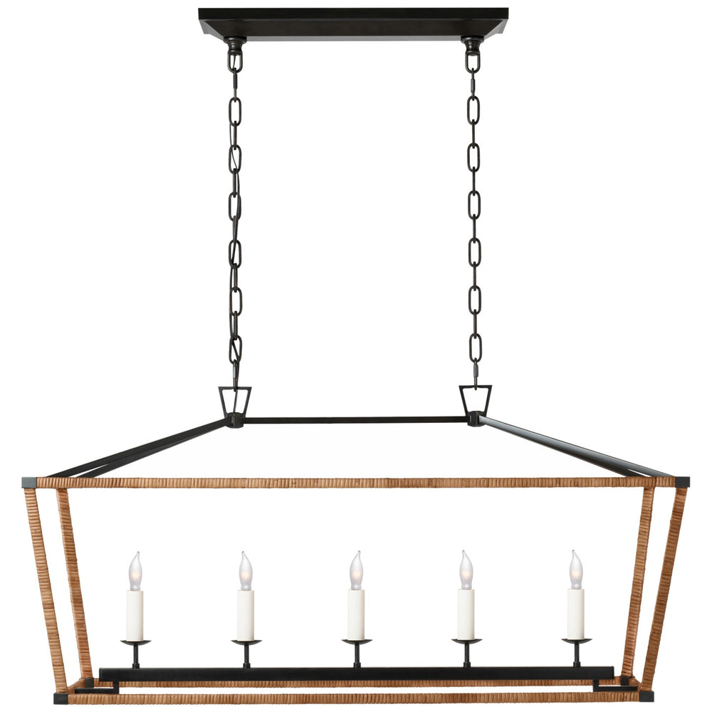 Visual Comfort Signature Canada - LED Linear Lantern - Darlana Wrapped - Aged Iron and Natural Rattan- Union Lighting Luminaires Decor