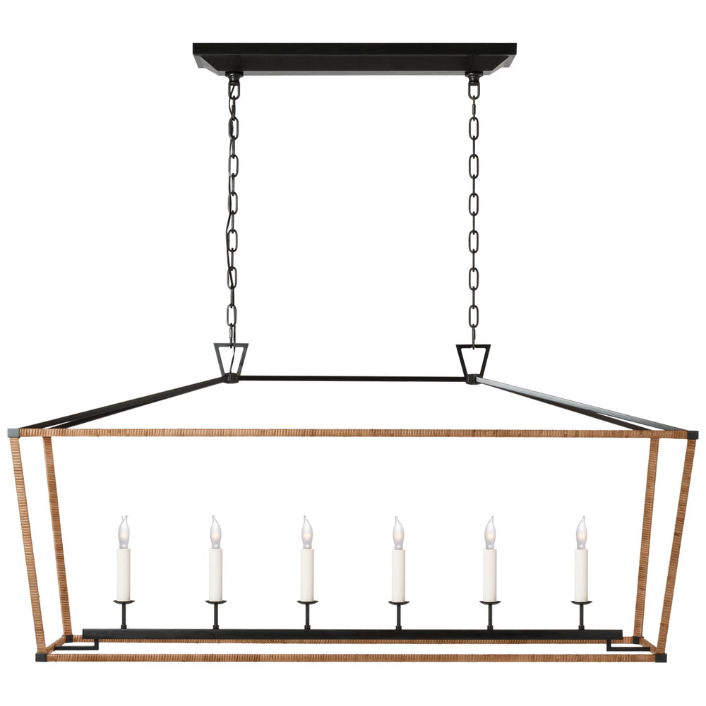Visual Comfort Signature Canada - LED Linear Lantern - Darlana Wrapped - Aged Iron and Natural Rattan- Union Lighting Luminaires Decor