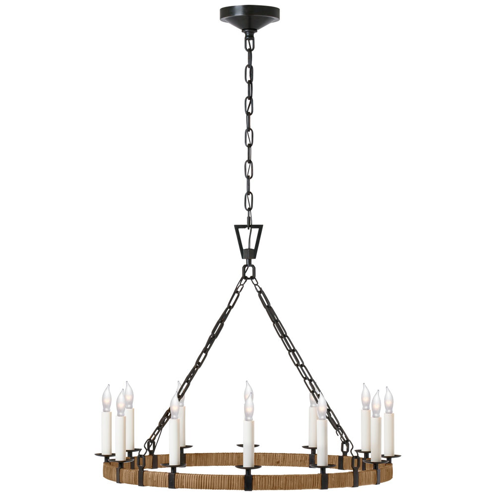 Visual Comfort Signature Canada - LED Chandelier - Darlana Wrapped - Aged Iron and Natural Rattan- Union Lighting Luminaires Decor