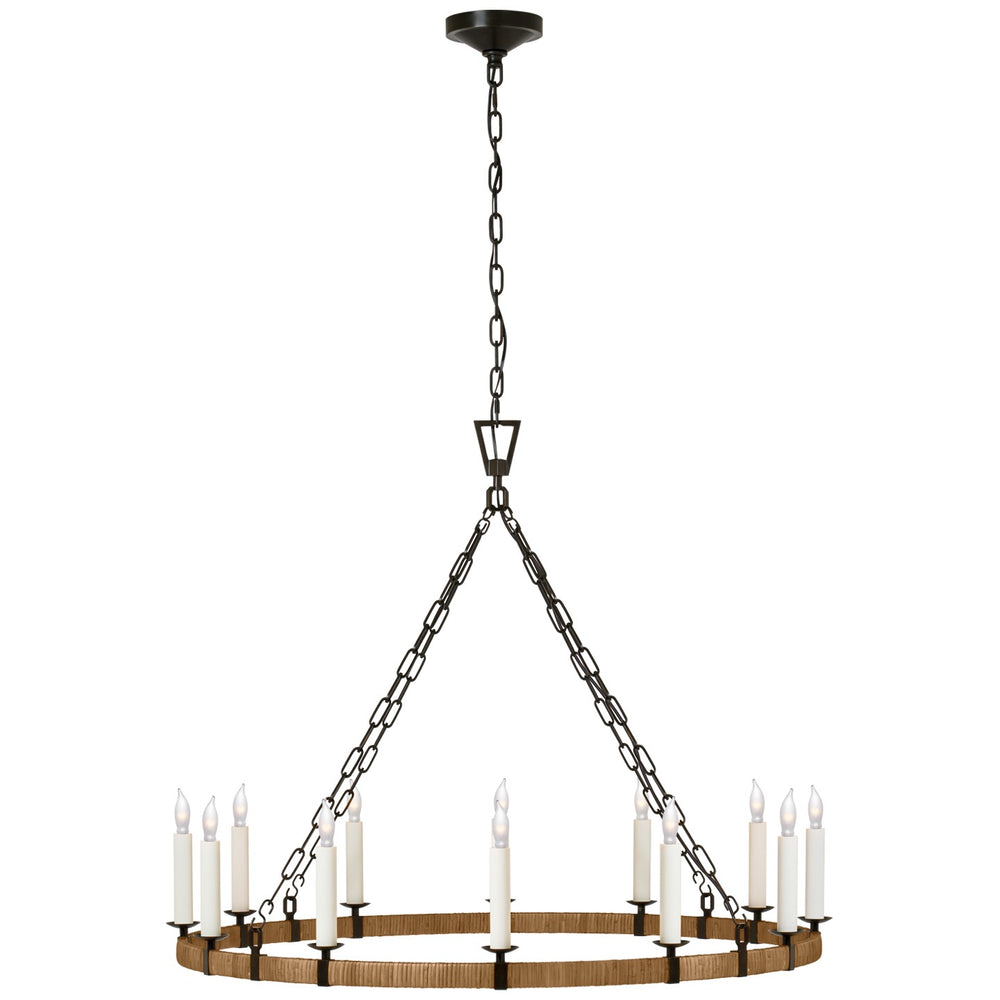 Visual Comfort Signature Canada - LED Chandelier - Darlana Wrapped - Aged Iron and Natural Rattan- Union Lighting Luminaires Decor