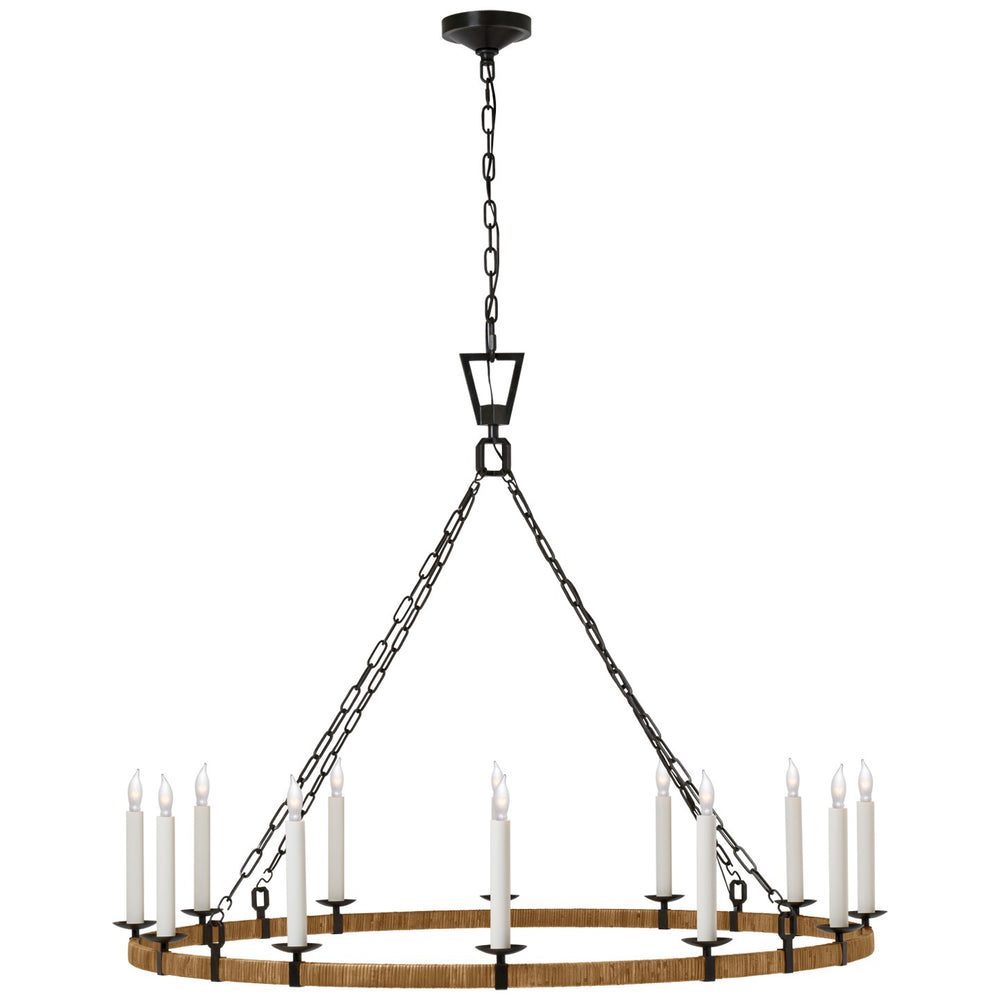 Visual Comfort Signature Canada - LED Chandelier - Darlana Wrapped - Aged Iron and Natural Rattan- Union Lighting Luminaires Decor