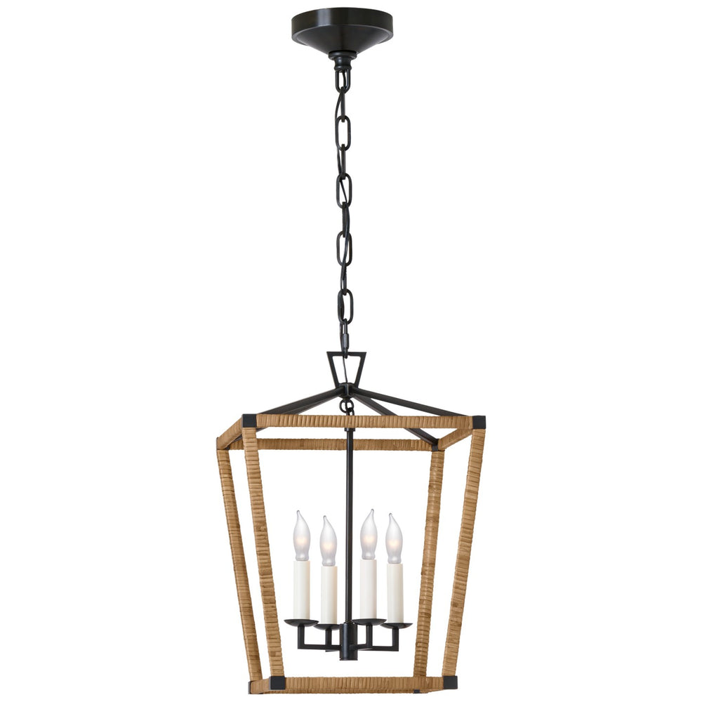 Visual Comfort Signature Canada - LED Lantern - Darlana Wrapped - Aged Iron and Natural Rattan- Union Lighting Luminaires Decor